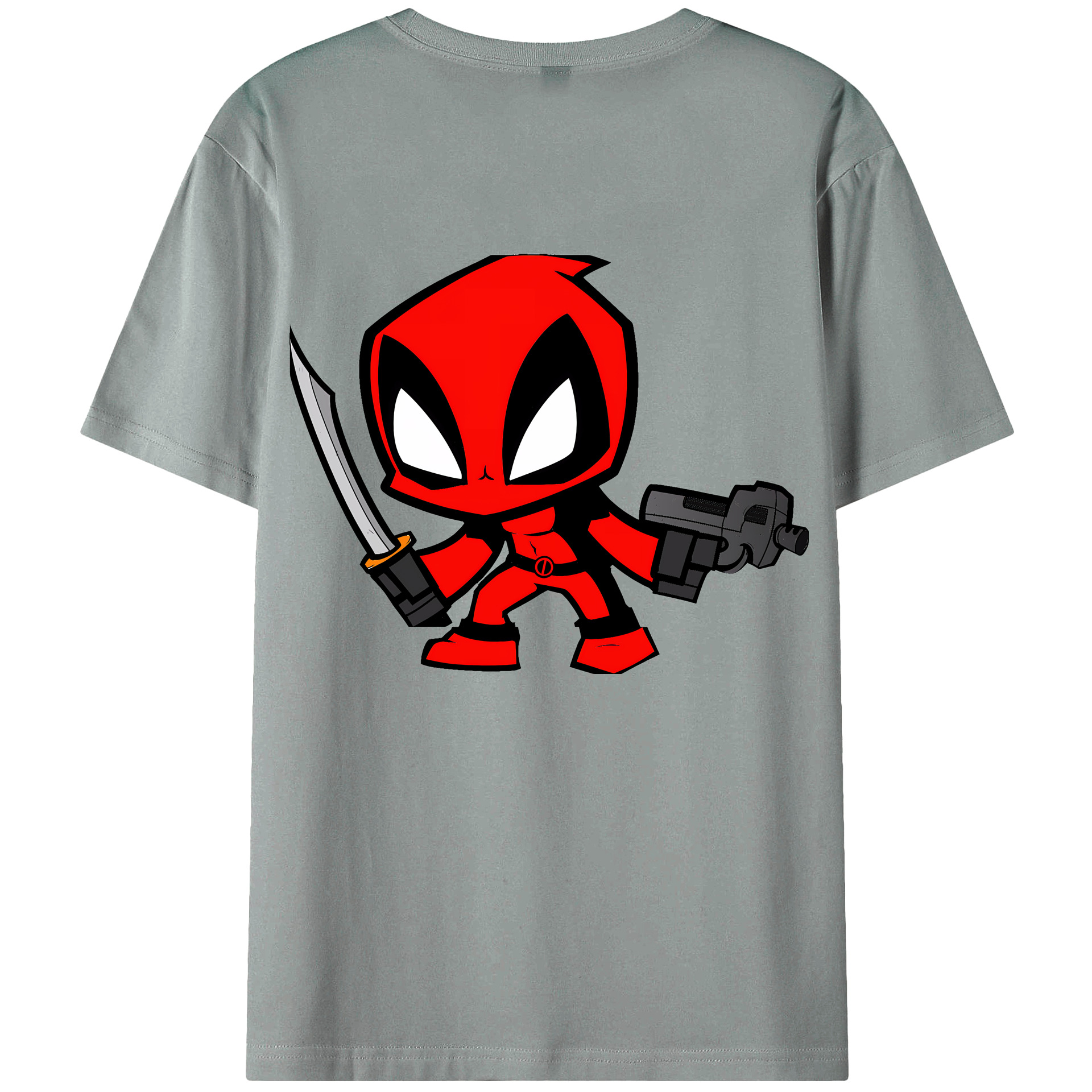 （画像用） Deadpool デッドプール 綿100％ メンズ半袖Tシャツ（バックプリント） 通気性